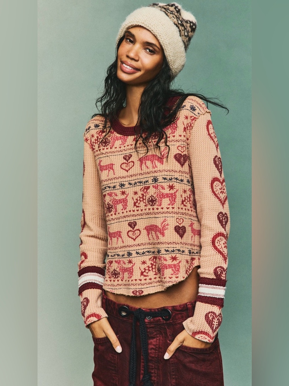 NWT Free People XS We the Free Blissful Layering Tee Cotton Waffle Knit NEW $68 - Picture 1 of 7